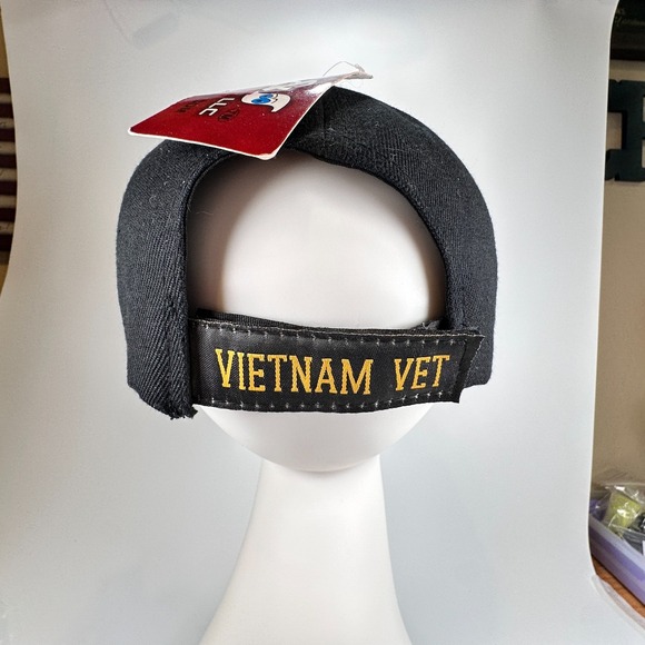 Vietnam Veteran Black Cap Hat Ribbons Metal 1960- Emblem Embroidered NEW w/ Tag - Picture 13 of 14